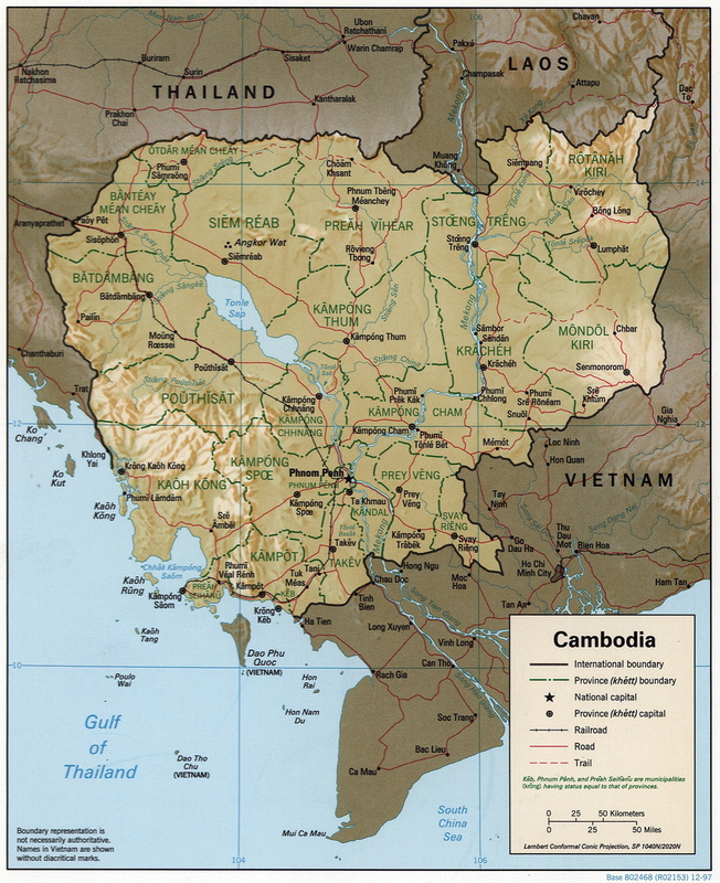 Mappa della Cambogia. Immagine CIA.