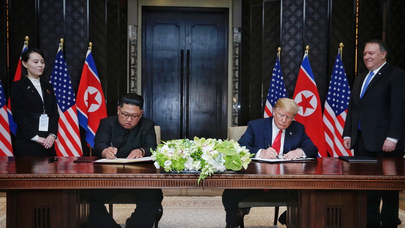 U.S. President Trump meets North Korean Leader Kim Jong-un In Singapore